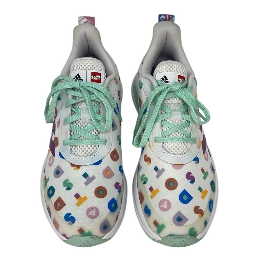 ADIDAS LEGO Shoes Sneakers Trainers US Wome 6.5 White Purple Green Fortarun Dots